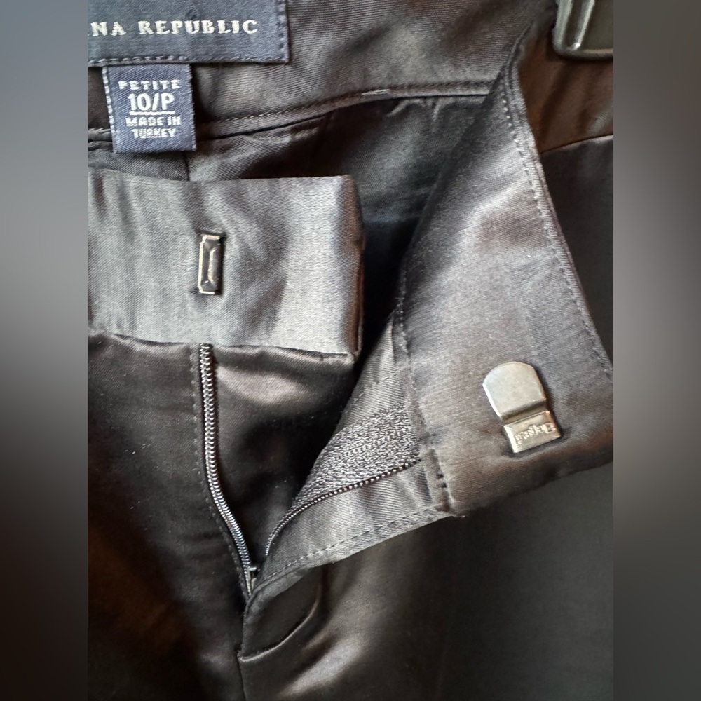 Banana Republic Black Satin Trousers  10 Petite - Picture 5 of 7